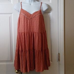 Sweet Wanderer spaghetti strap rustic brown boho mini babydoll dress  Sz M EUC